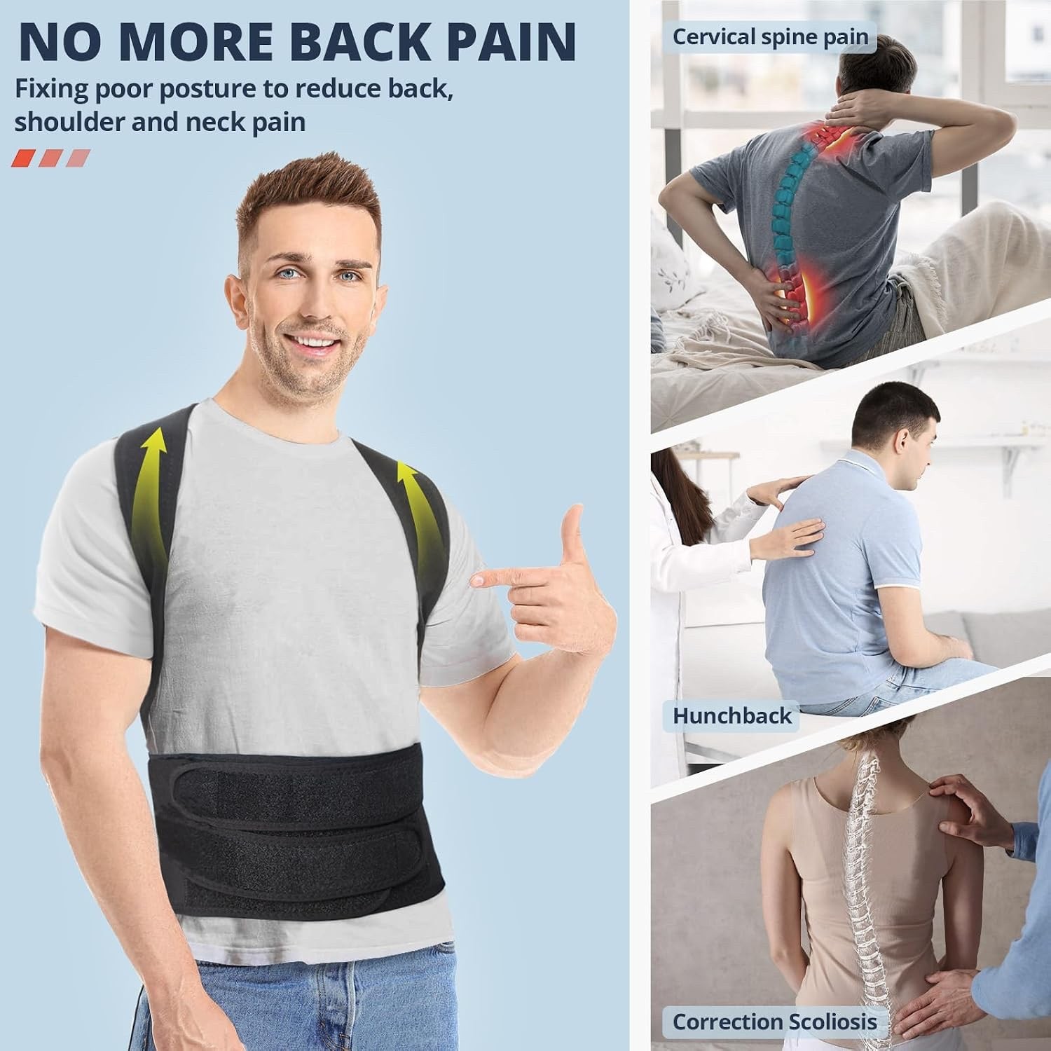 Fitsupport Back Brace Posture Corrector for Back Pain Relief, Lumbar,shoulder.