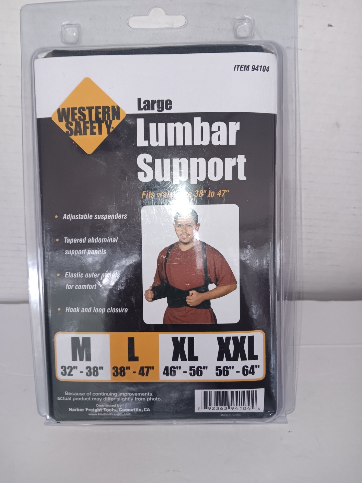 Lumbar Support/lifting /back belt Size Large 38”-47” Belt With Suspenders *New*