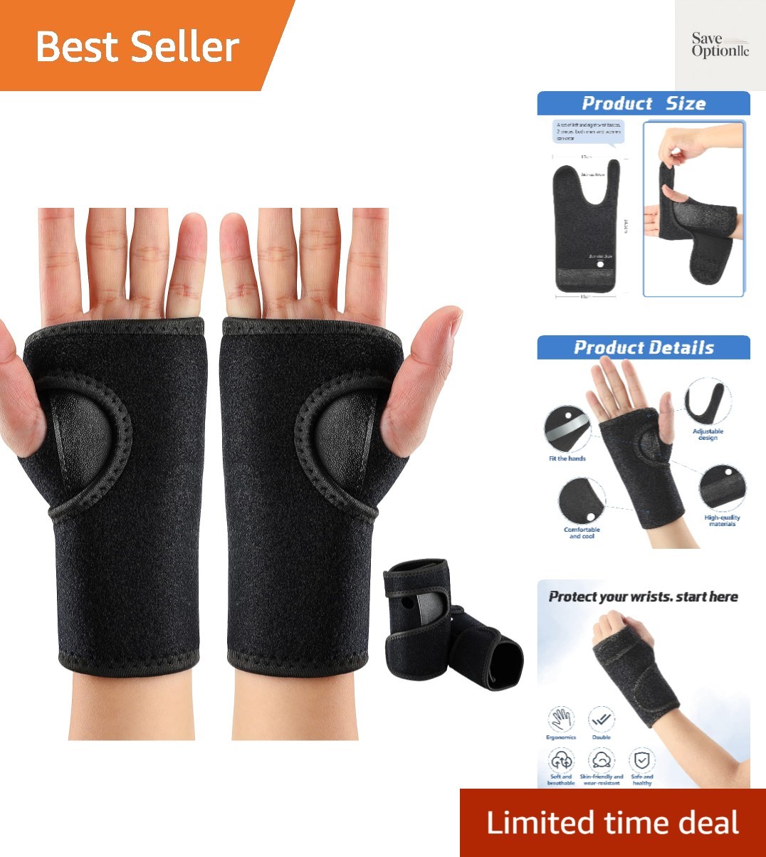 2 Pcs Wrist Brace for Carpal Tunnel Night Sleep Support Adjustable Wrist Spli…