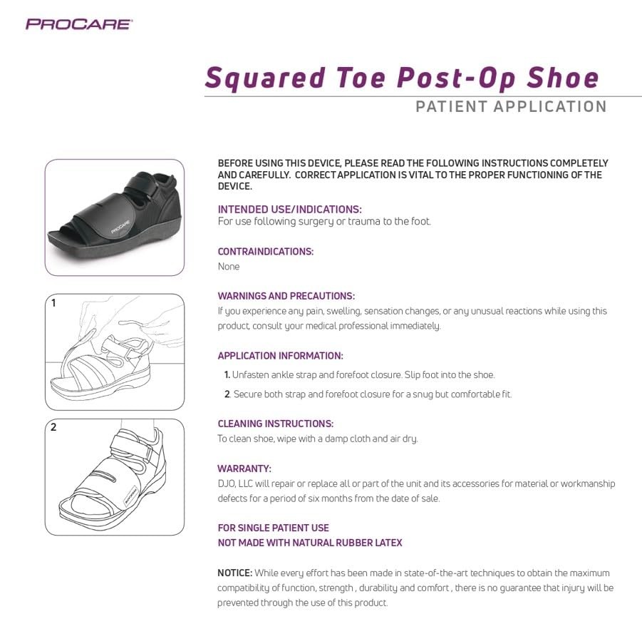 ProCare Squared Toe Post Op Shoe Men Women X Large Size 12.5 13.5 Black