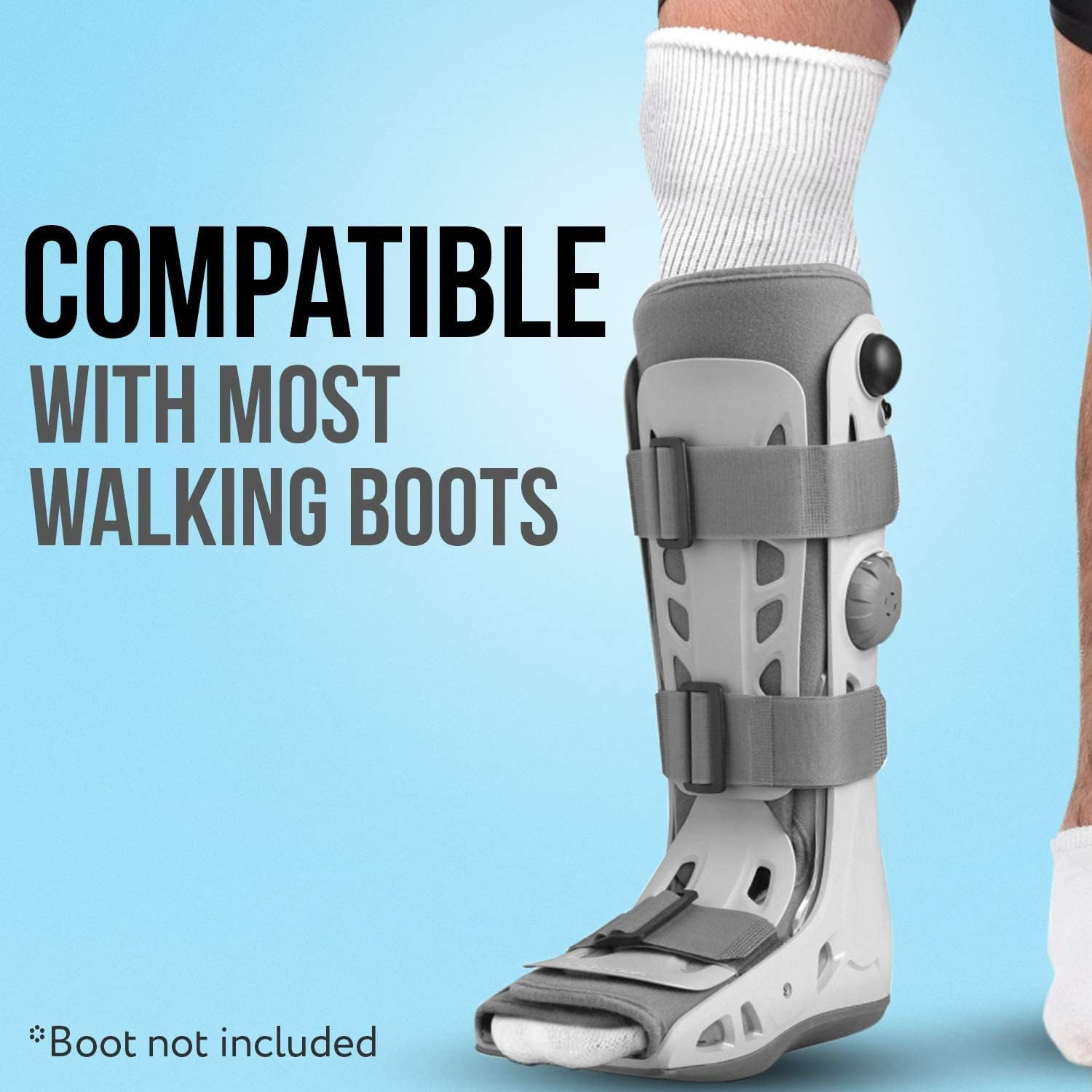 IMPRESA 3-Pack Compression Sock Liners Compatible with Aircast Walker Boots