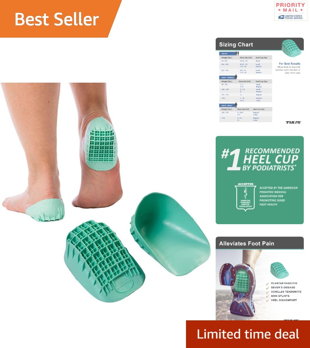 Lightweight Silicone Heel Cups for Foot Pain Relief and Shock Absorption 2 Pack