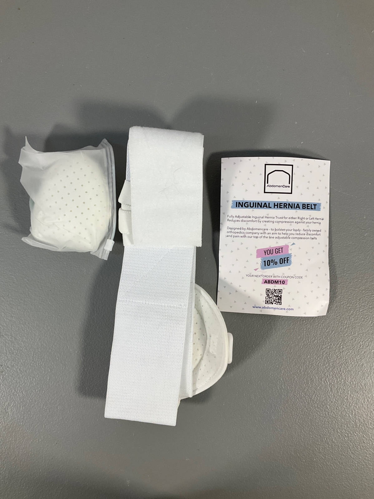 Abdomencare Inguinal Hernia Support Belt for Men & Women with 2 Compression Pads