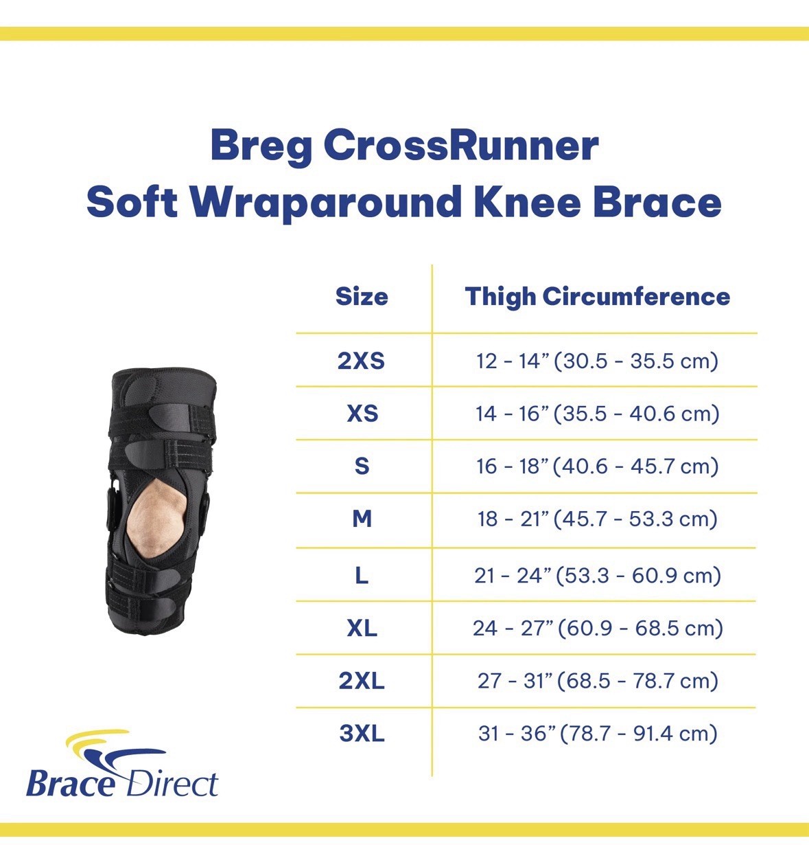 Breg CrossRunner Large Soft Wraparound Knee Brace with Straps Adjustable Support