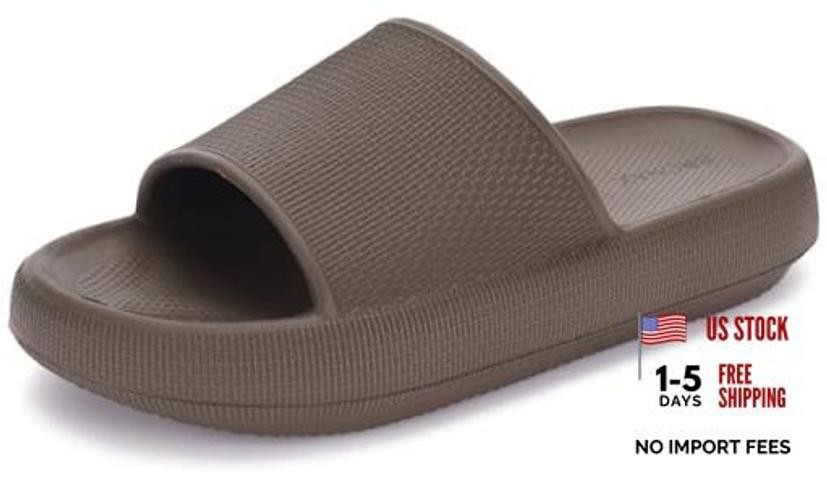 Cushioned Thick Sole Pillow Slippers for Women 6-7 Women/4.5-5.5 Men Chocolate
