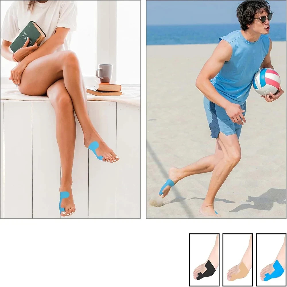 Precut Bunion Kinesiology Tape 40Pcs Big Toe Support Breathable Latex‑Free Blue