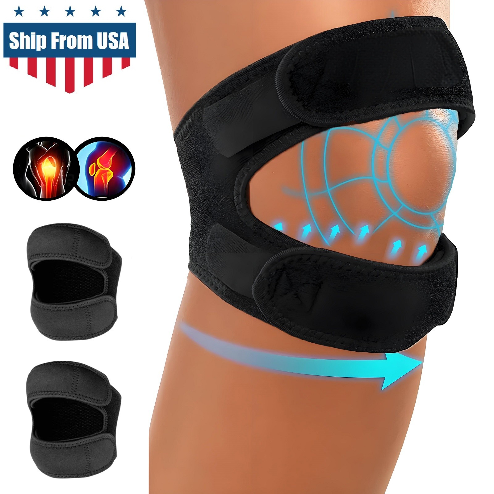 2× Knee Support Patella Stabilizer Strap Band Tendon Brace Joint Pain Sports Gym