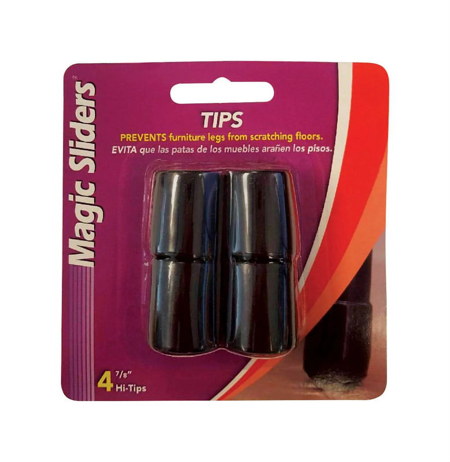 Magic Sliders Vinyl Leg Tip Black Round 7/8 in 4 pk 97077