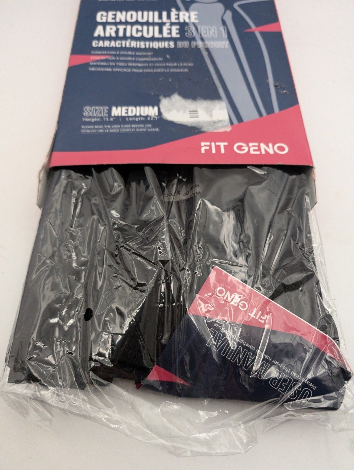 FIT GENO 3-IN-1 HINGED KNEE BRACE – SIZE: MEDIUM – BOXED