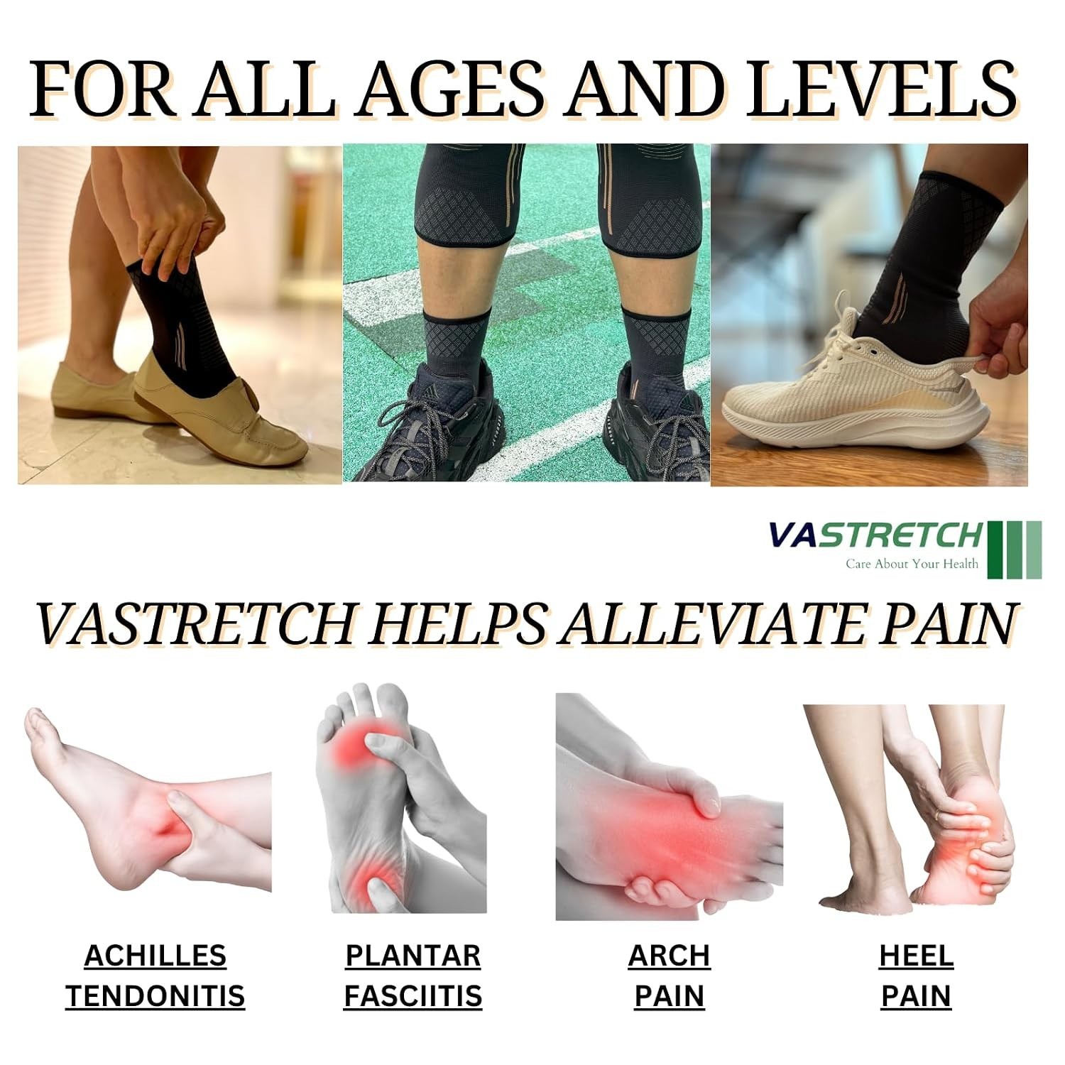 2PACK VaStretch Ankle Brace Support /Compression Sleeve Multifunctional Strap L