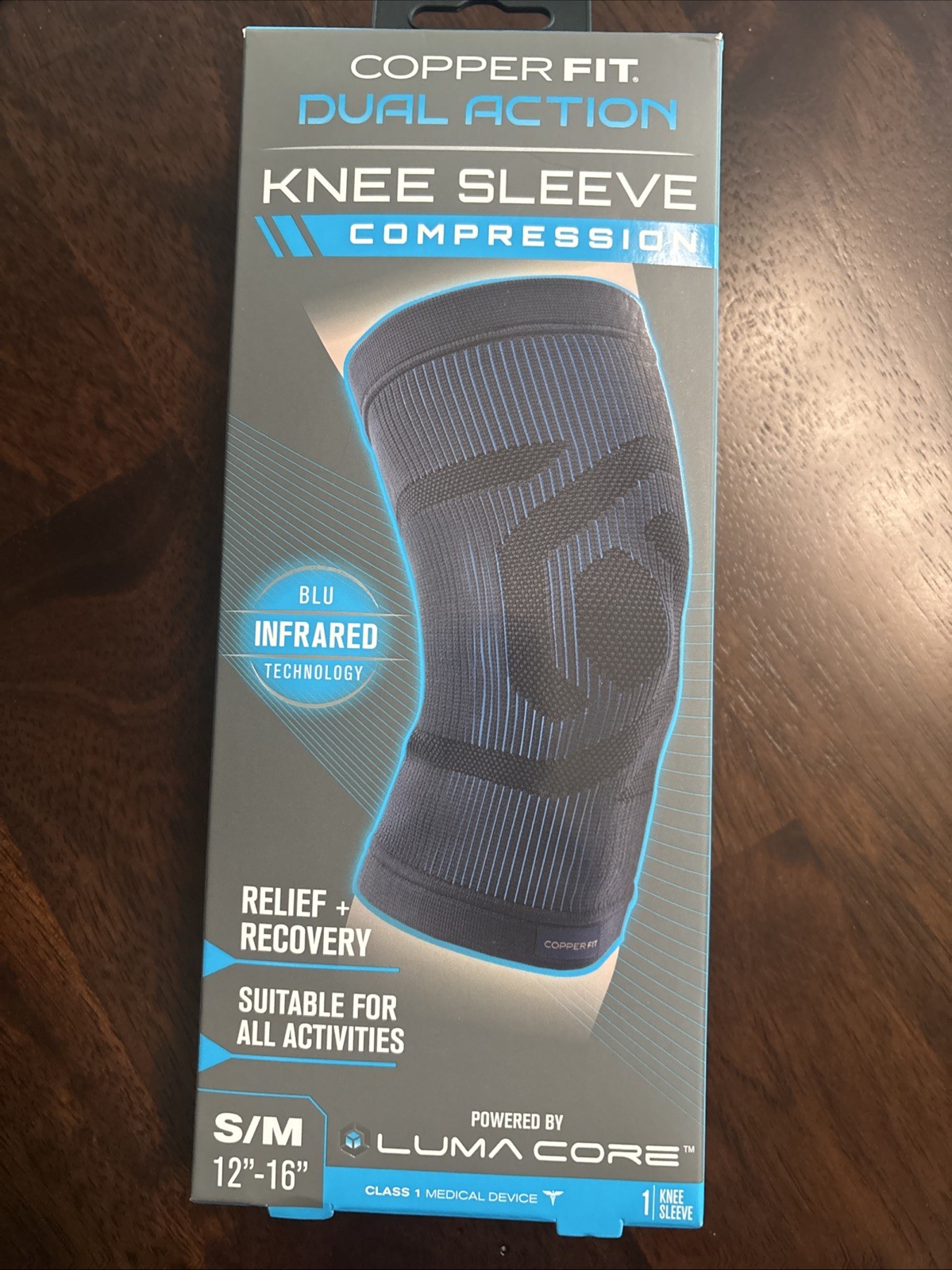NEW COPPER FIT DUAL ACTION KNEE SLEEVE COMPRESSION S/M BRACE