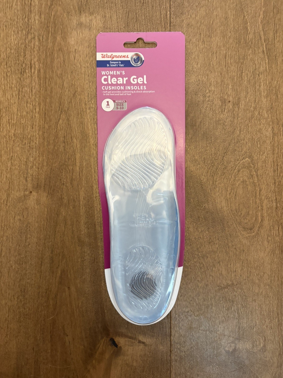 WALGREENS WOMEN’S CLEAR GEL CUSHION SLIM INSOLES SIZE 5-10 One Pair NEW SEALED