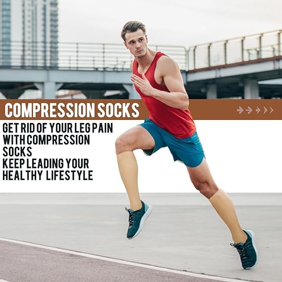 5 Pairs Copper Compression Socks 20-30mmHg Graduated Support Mens Womens S/M-XXL