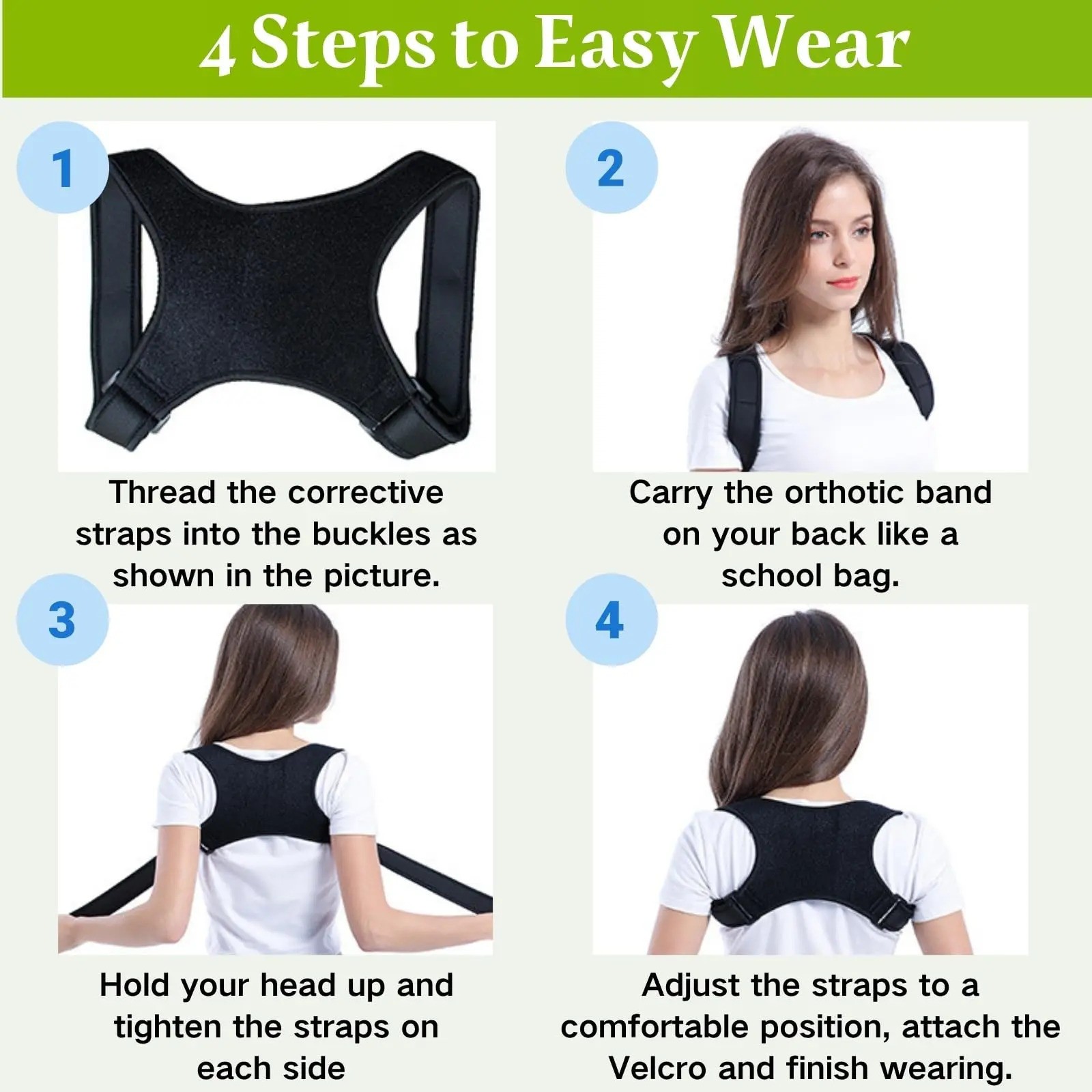 Posture Corrector Back Brace Adjustable Shoulder Support Belt Men Women Adults