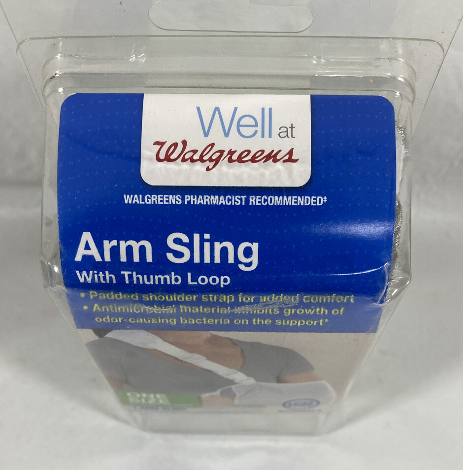 Walgreens~Arm Sling W/Thumb Loop~Padded Shoulder~Antimicrobial~One Size~Fits L/R