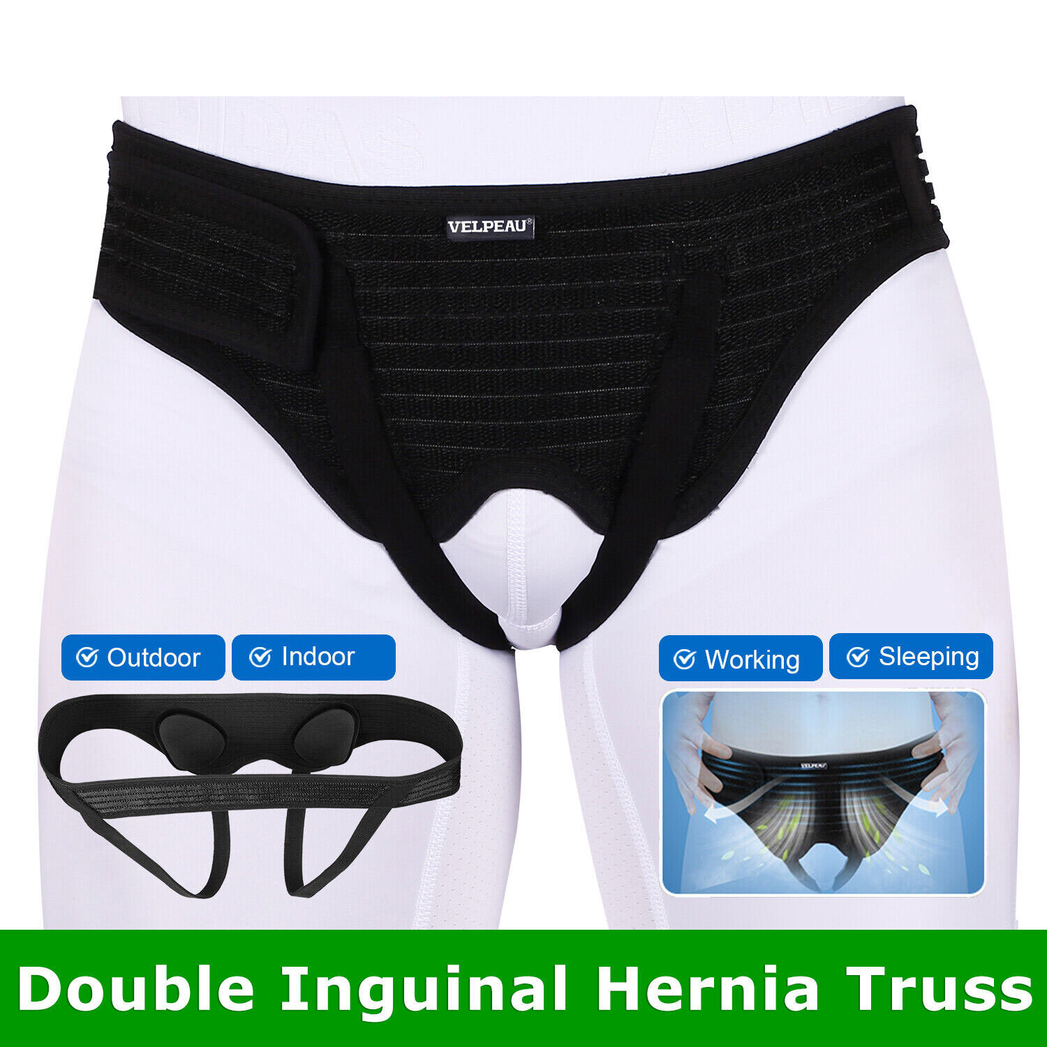 Men Inguinal Hernia Support Belt Double Groin Hernia Pain Relief Truss Brace
