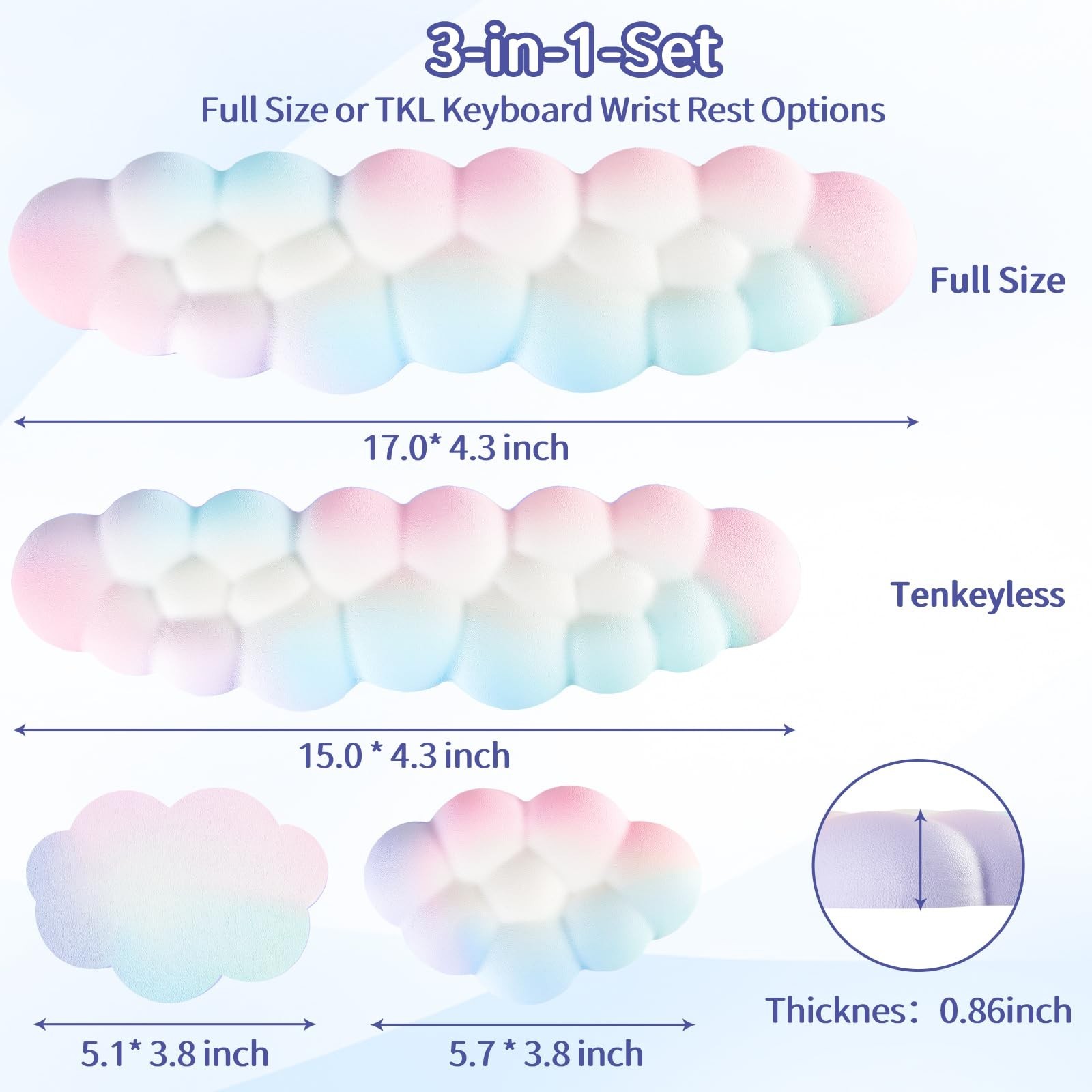 Sushret Cloud Wrist Rest Keyboard, Cloud Keyboard Wrist Pad Set with PU Leath…