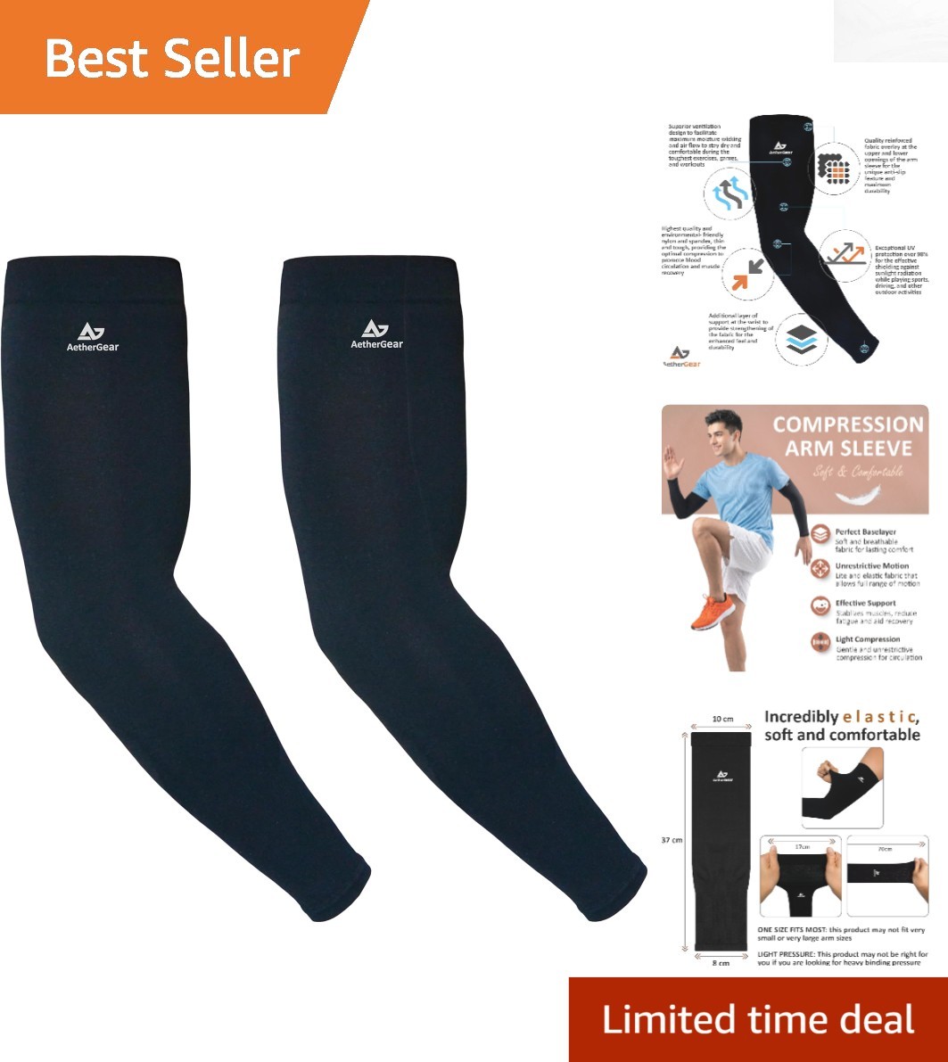 High-Performance 2-Pack Compression Arm Sleeves – Supports Sports & UV Shielding