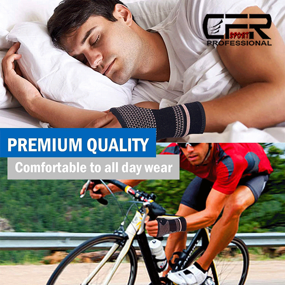 Copper Wrist Support Brace Compression Arthritis Sport Carpal Tunnel Hand Pain D