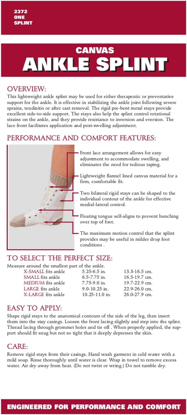 OTC Canvas Ankle Support Splint (White) X-Small