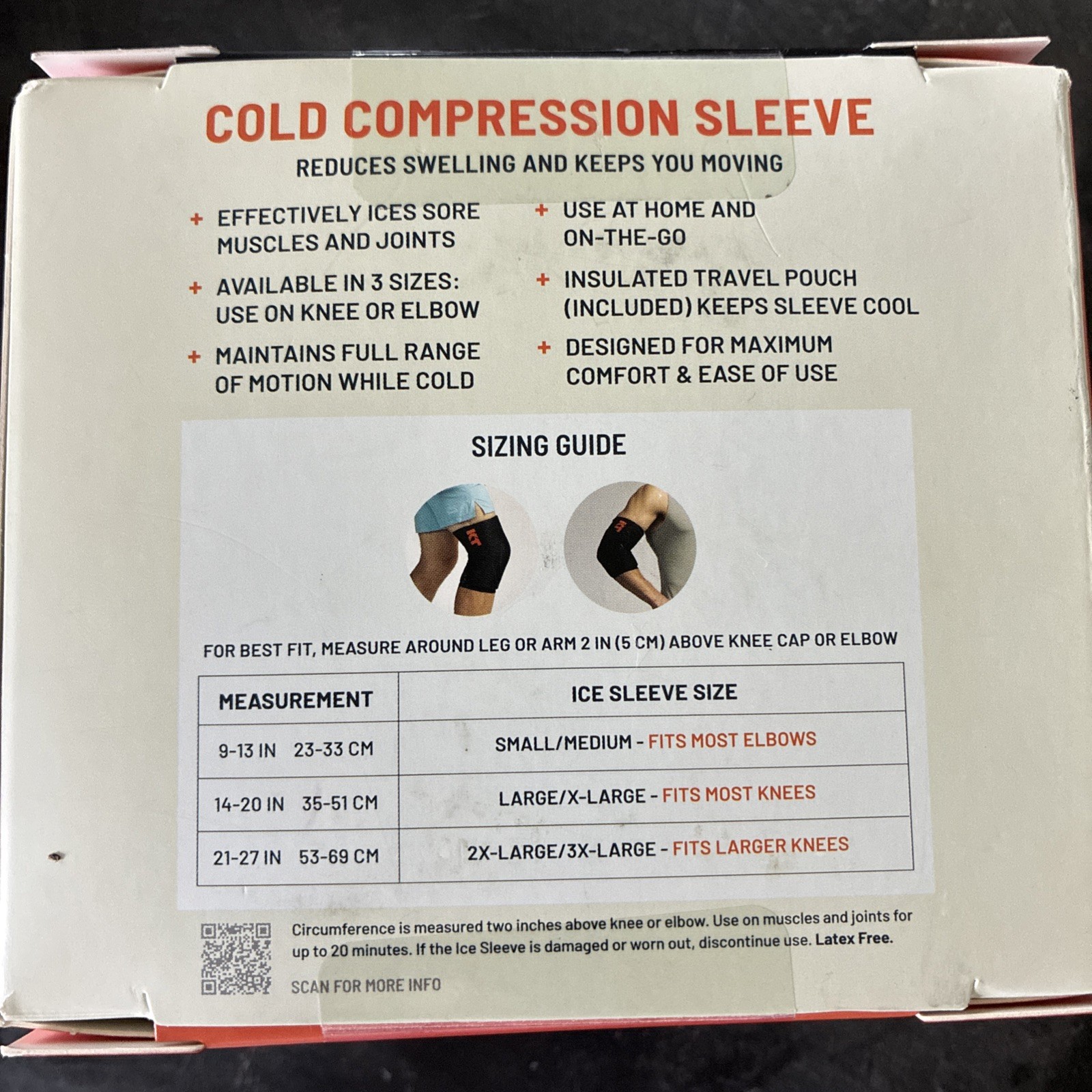 KT Health Ice Sleeve, S/M Knee Elbow Reduced Swelling. New