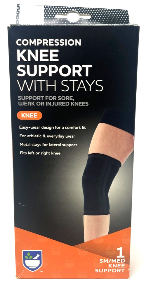 Rite Aid Compression Knee Support w/ Stays New In Packaging S/M 1 Knee Support