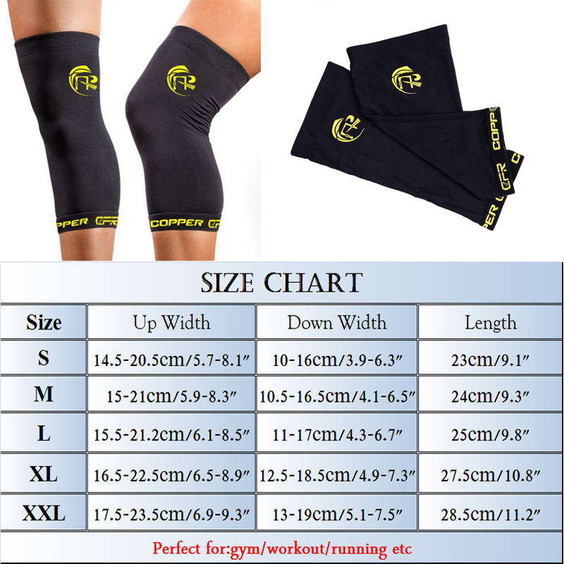 Copper Knee Sleeve Compression Brace Support Joint Pain Arthritis Relief S-2XL