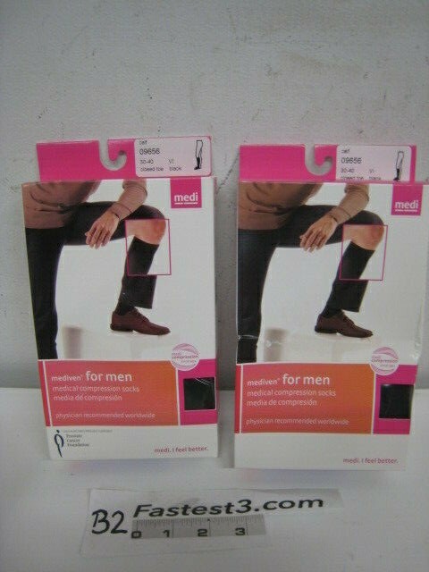 MEDIVEN FOR MEN CALF 09656 30-40 VI BLACK CLOSED TOE PACK OF 2