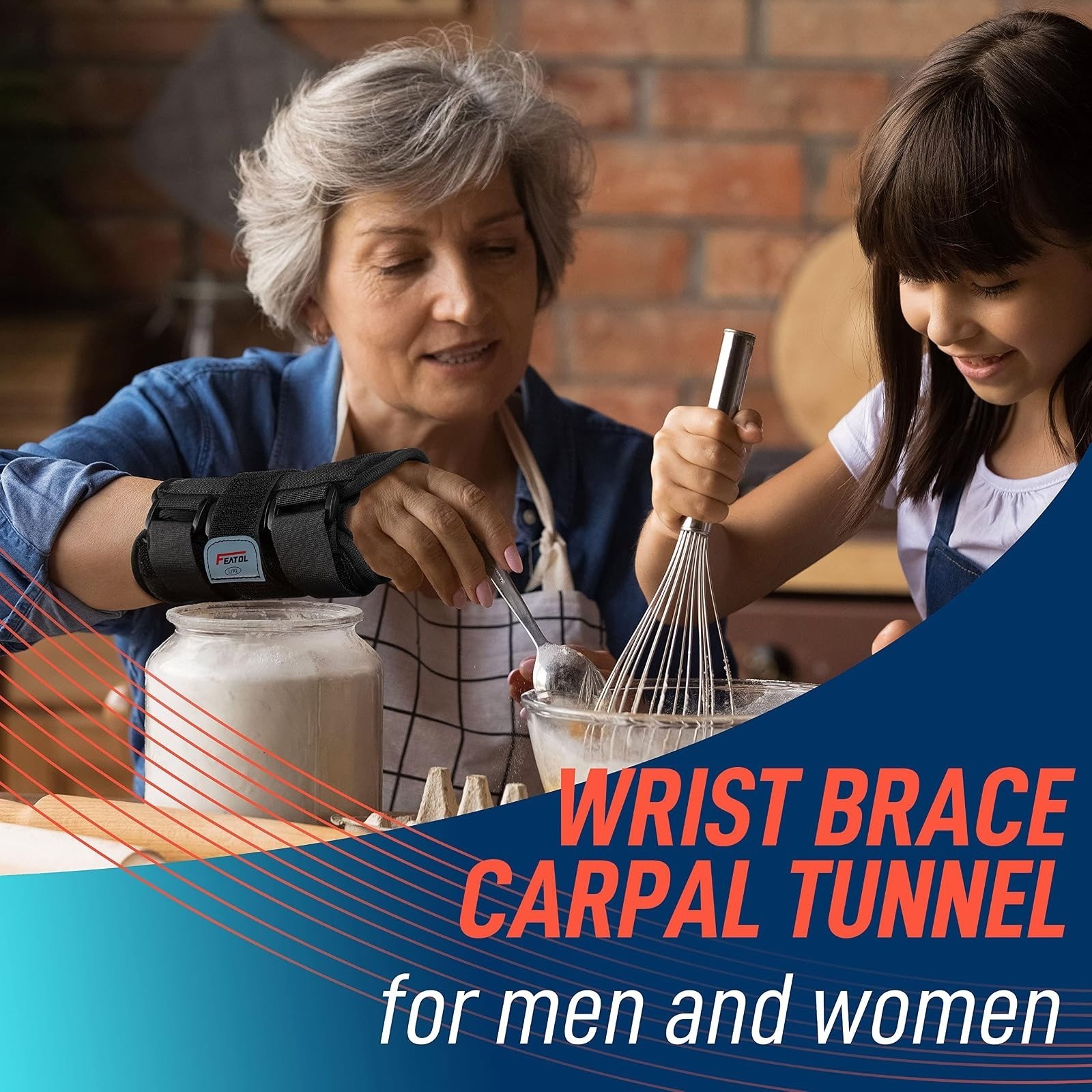 FEATOL Wrist Brace for Carpal Tunnel, Adjustable Splint Support