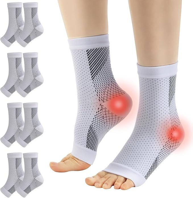 4 Pairs Socks Ankle Brace And Tendonitis Compression Sock White (L-XL).