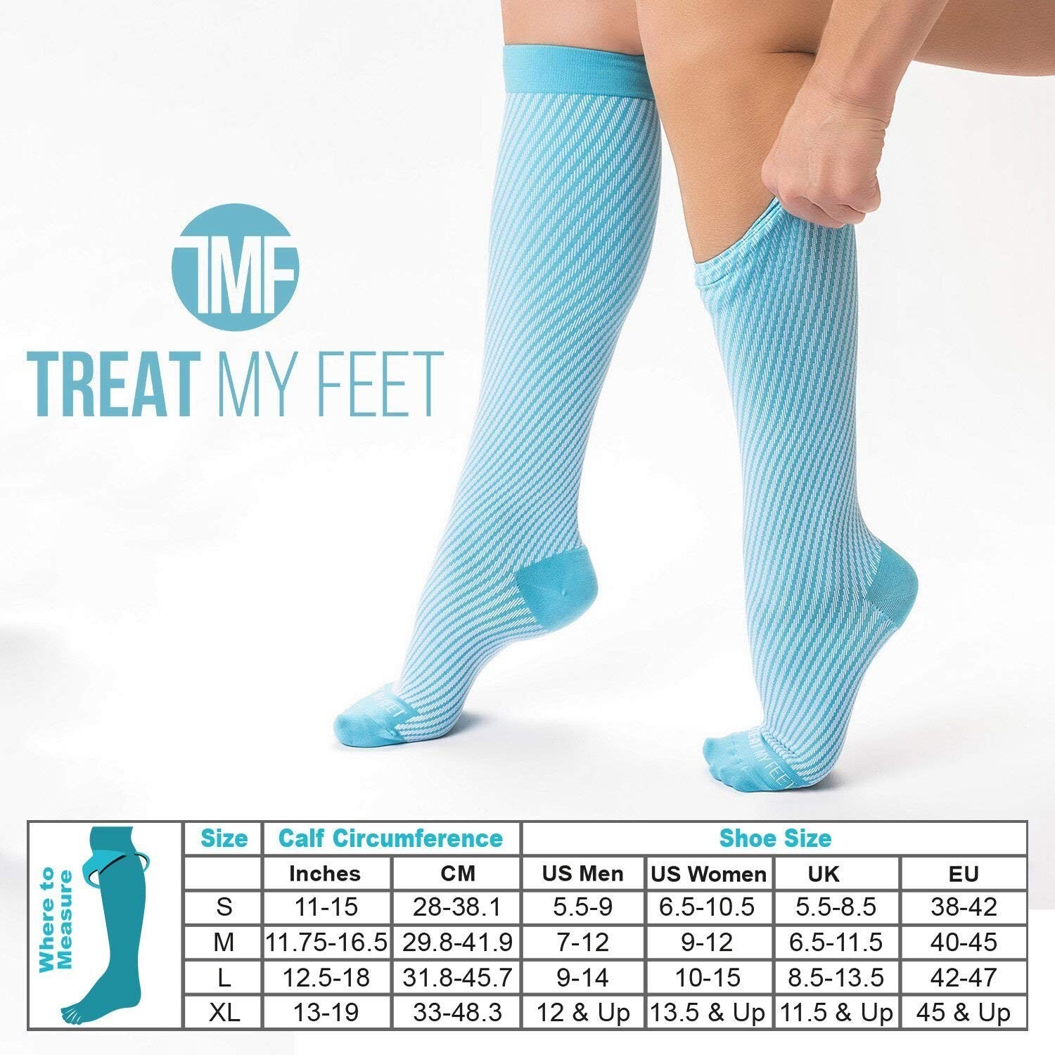 Knee High Compression Socks for Women & Men, 15-20 mmHg – Edema Pain Relief
