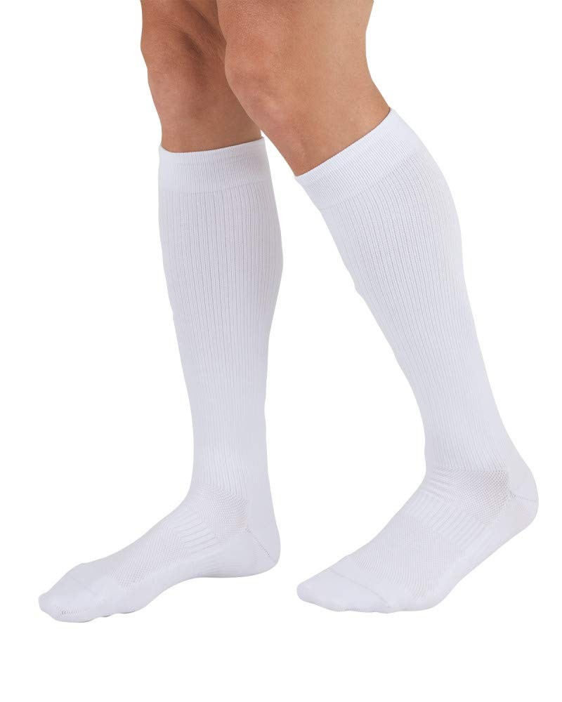 Duomed Relax 15-20 mmHg Calf High Compression Socks-Medium-White-Closed Toe