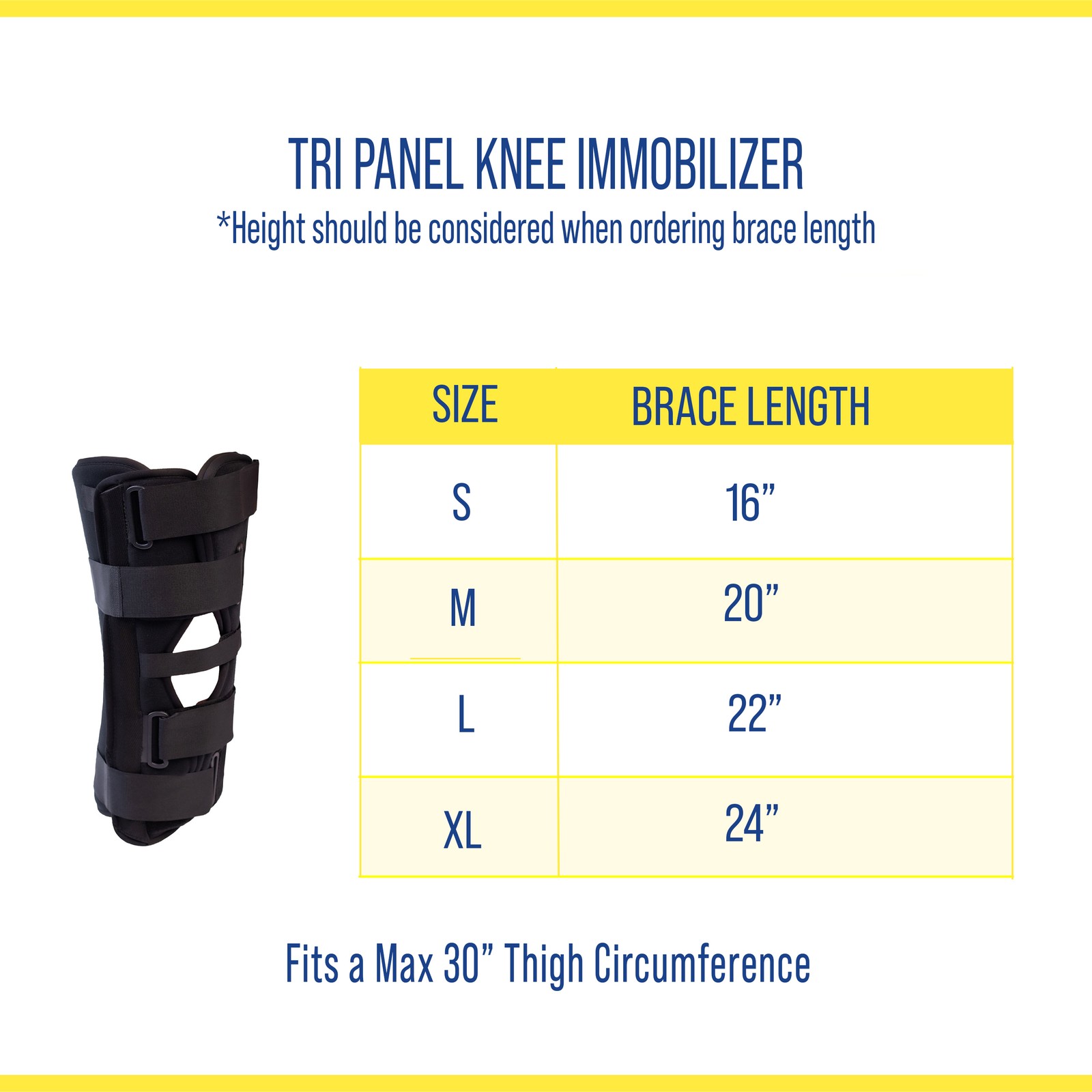 Tri Panel Knee Immobilizer for ACL, PCL, MCL, LCC Injury & Post Op Knee
