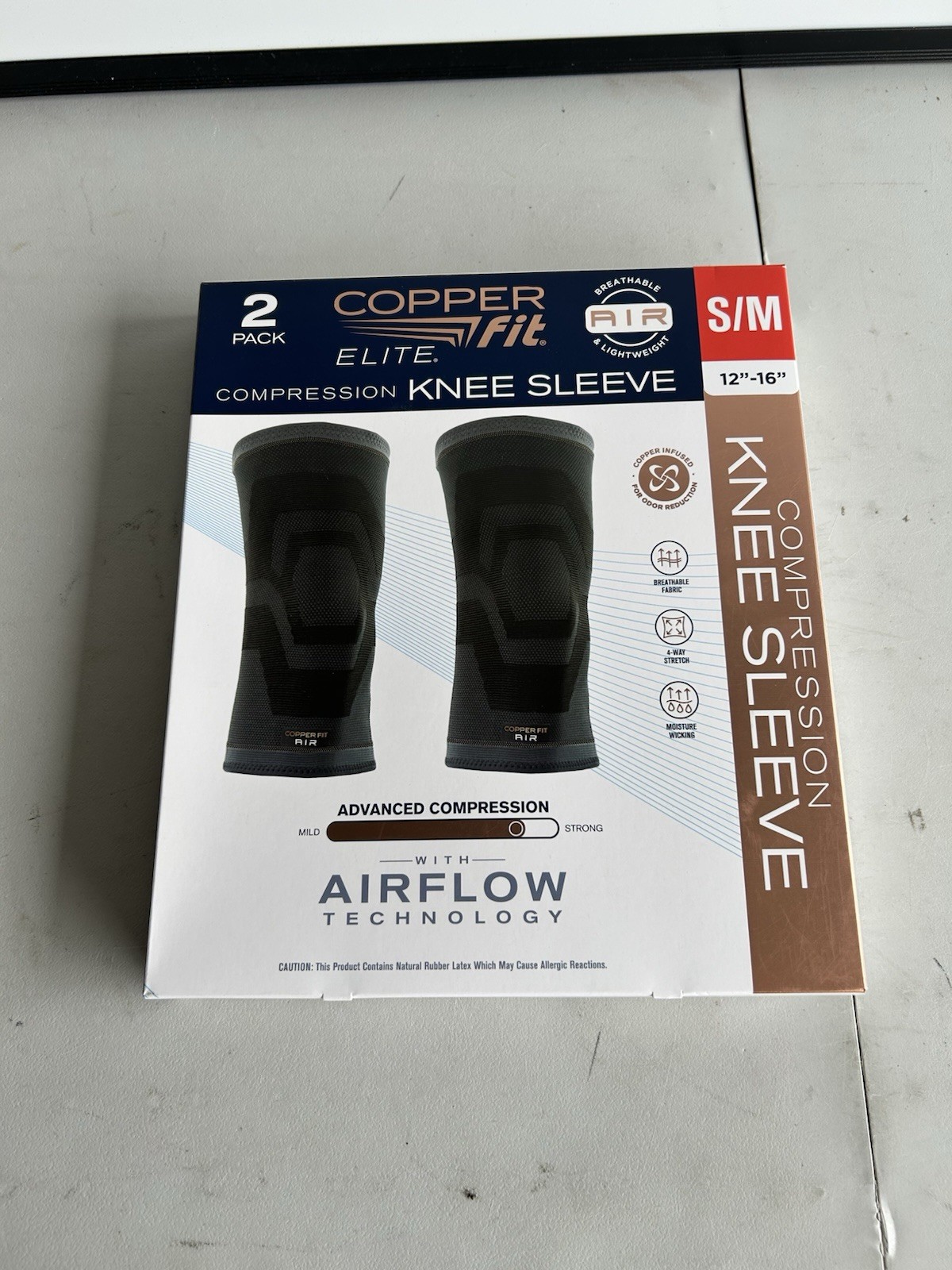 Copper Fit Elite Compression Knee Sleeve 2 Pack S/M 12-16″ (Tried On)