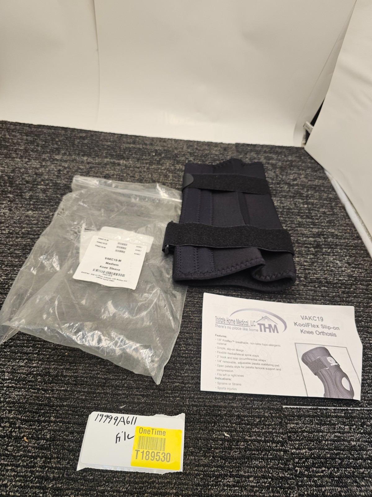 THM VAKC19-M Koolflex Slip-on Knee Orthosis Hook And Loop Strap Black Medium