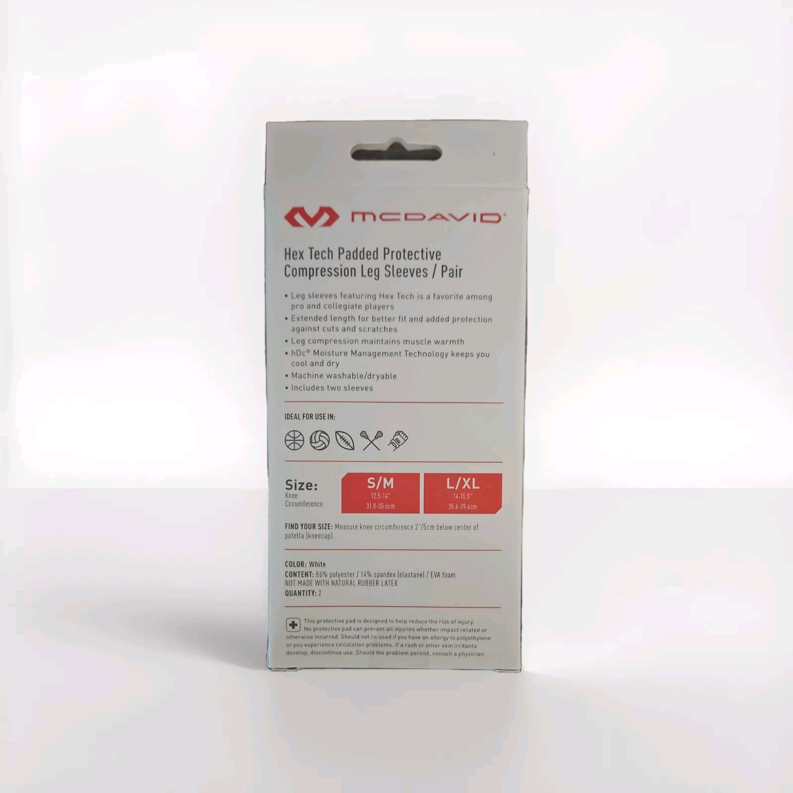 McDavid Sport HEX Tech Padded Protective Compression Leg Sleeve Size L/XL