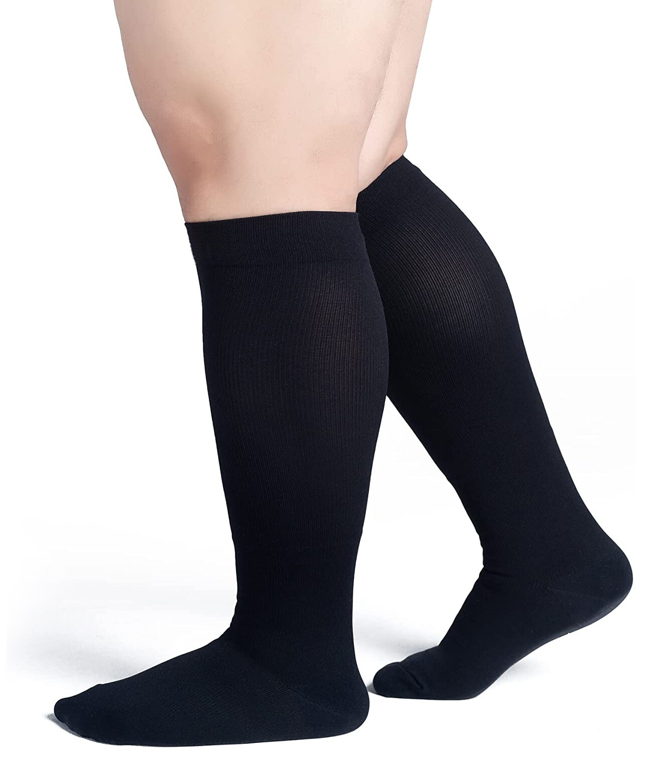 Extra Wide Calf Compression Socks for Circulation Support Recovery, Black, 3XL