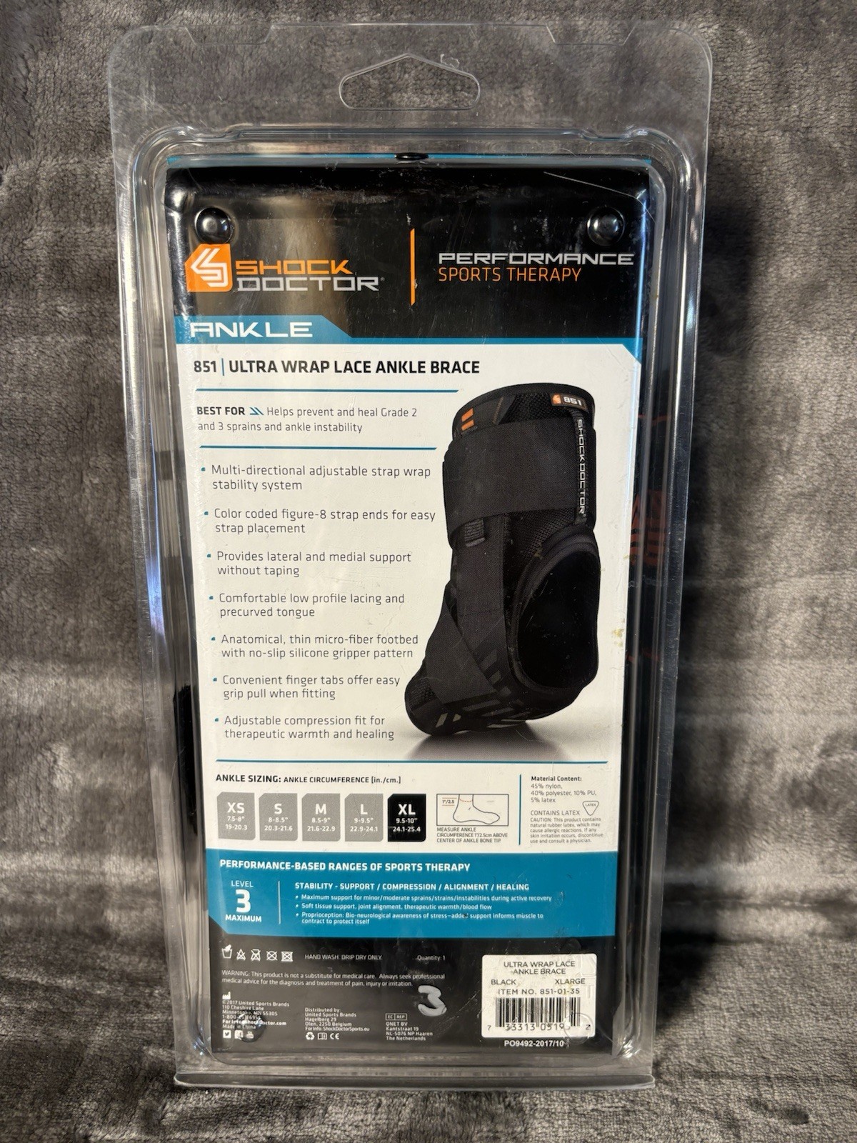Shock Doctor Sports Therapy 851 Ultra Wrap Lace Ankle Brace Level 3 XL NEW