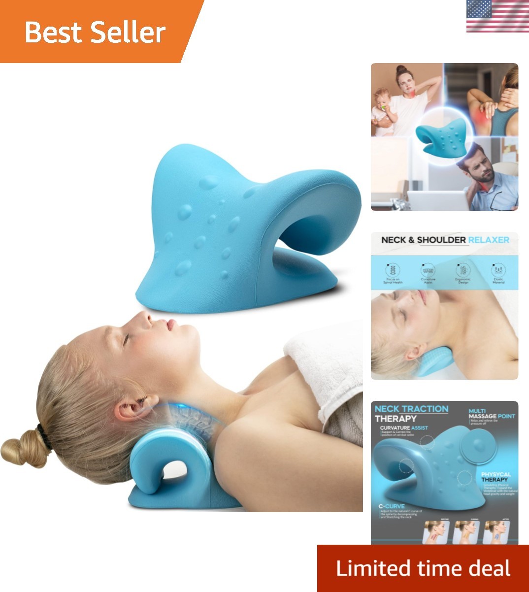 iBWYM Neck Stretcher Cervical Traction Device for Neck and Shoulder Pain Reli…