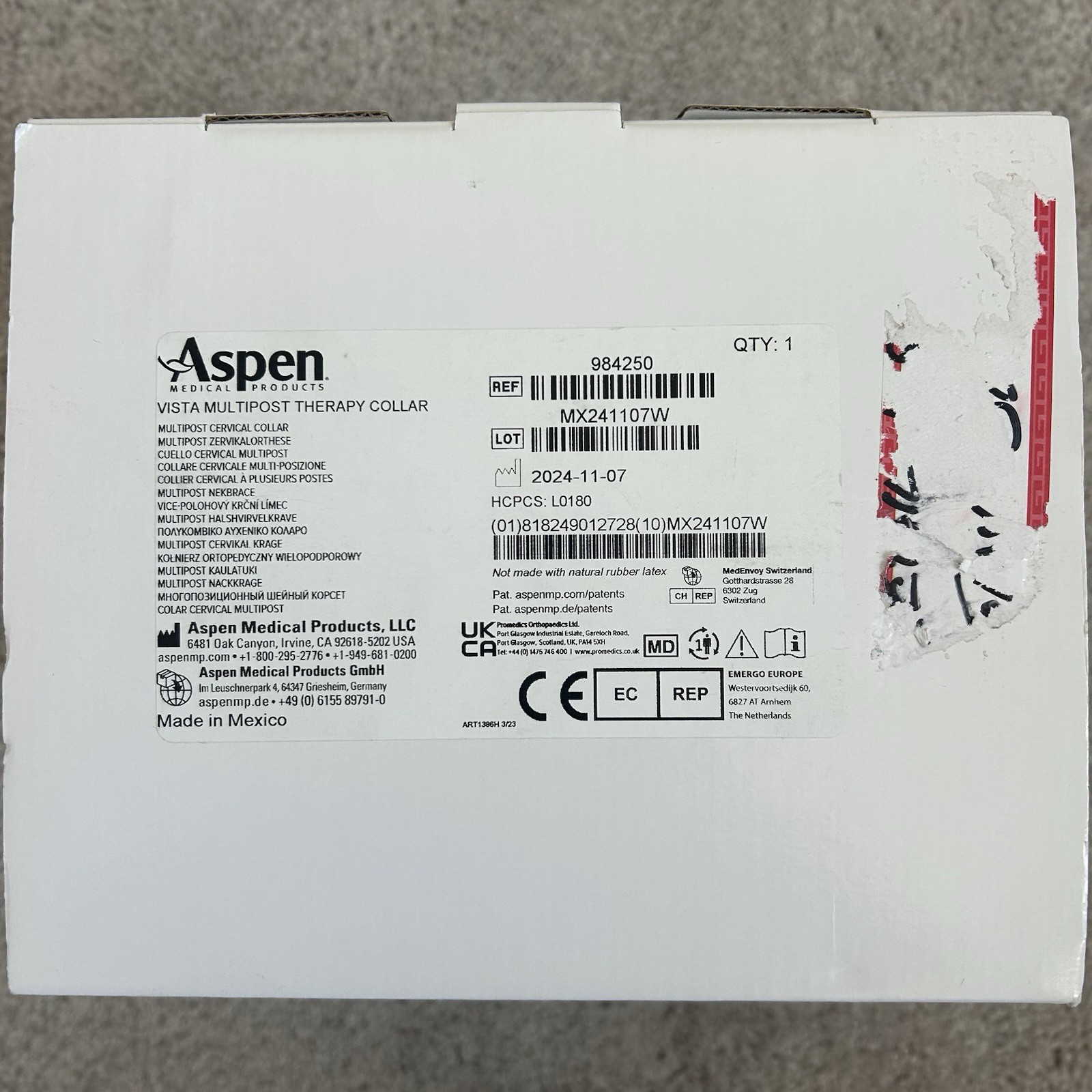 Aspen Vista MultiPost Cervical Therapy Collar Universal Size Neck Brace