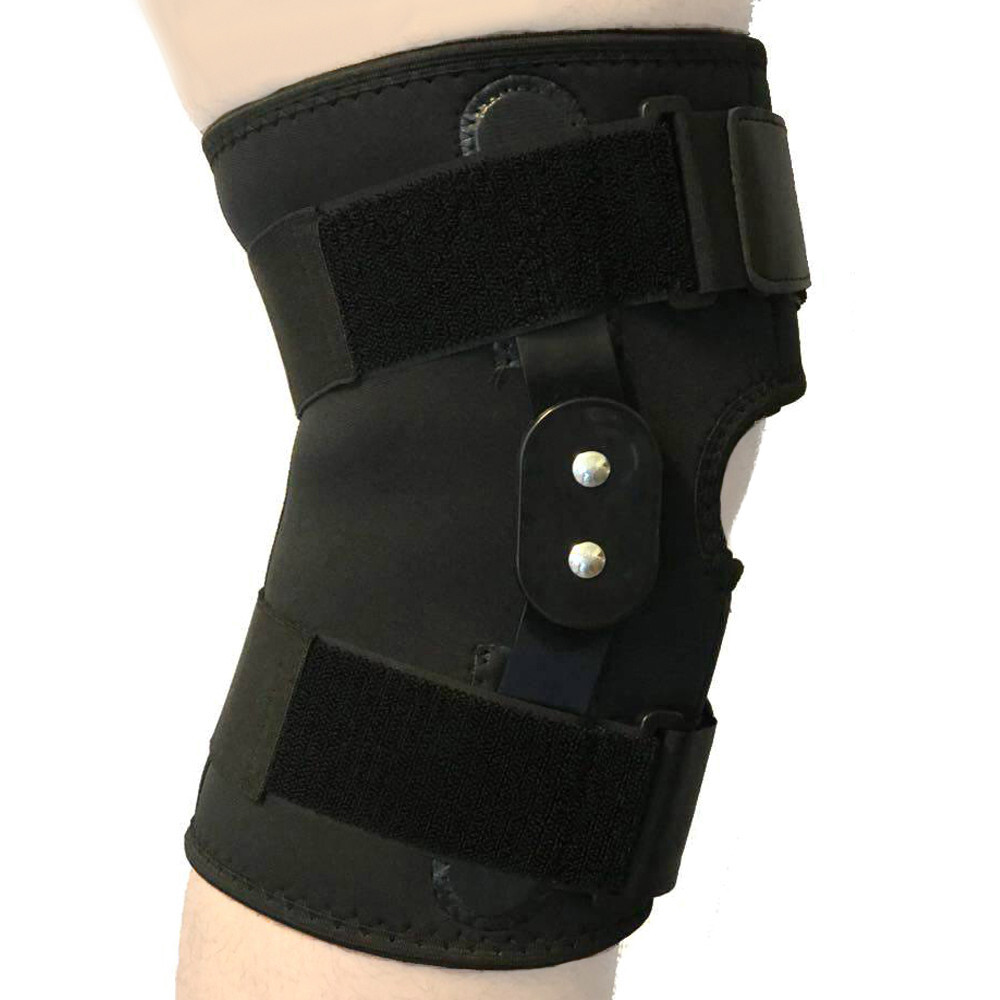 Hinged Knee Brace Adjustable Wraparound Open Patella Support Neoprene (Large)