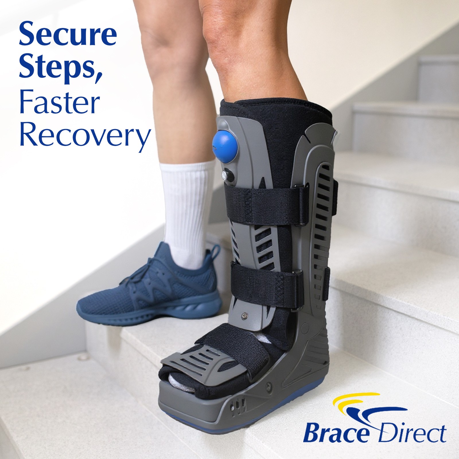 Medical Full Shell Cam Walking Boot with Air Pump- Tall- Foot Injury Recovery