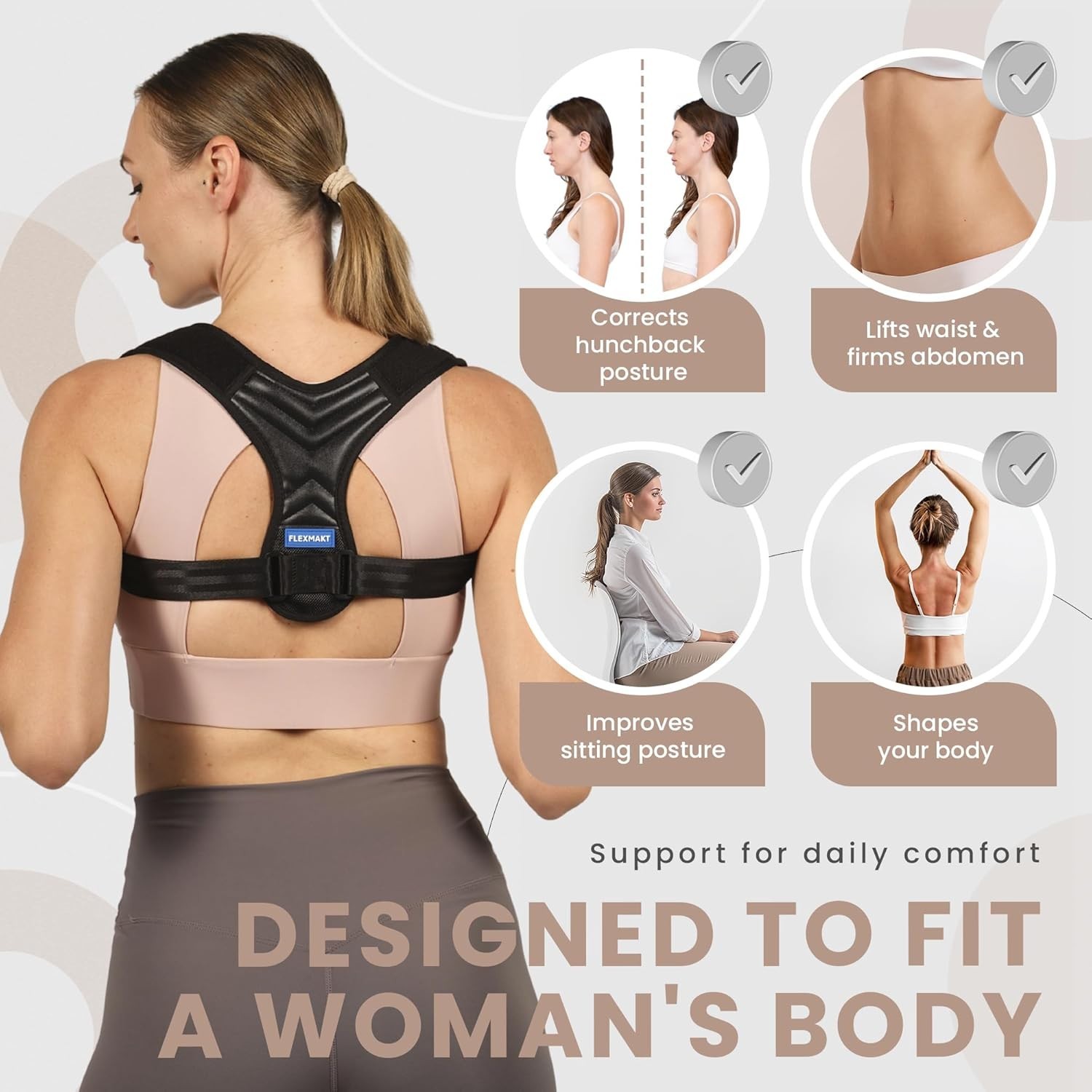 Posture Corrector Just For Women – Adjustable Back Brace – Full Spine Support…