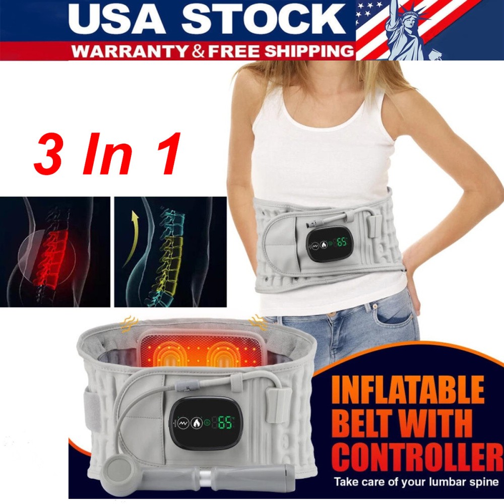 3 In 1 Electric Lumbar Massager Waist Belt Infrared Heated Lower Back Massager