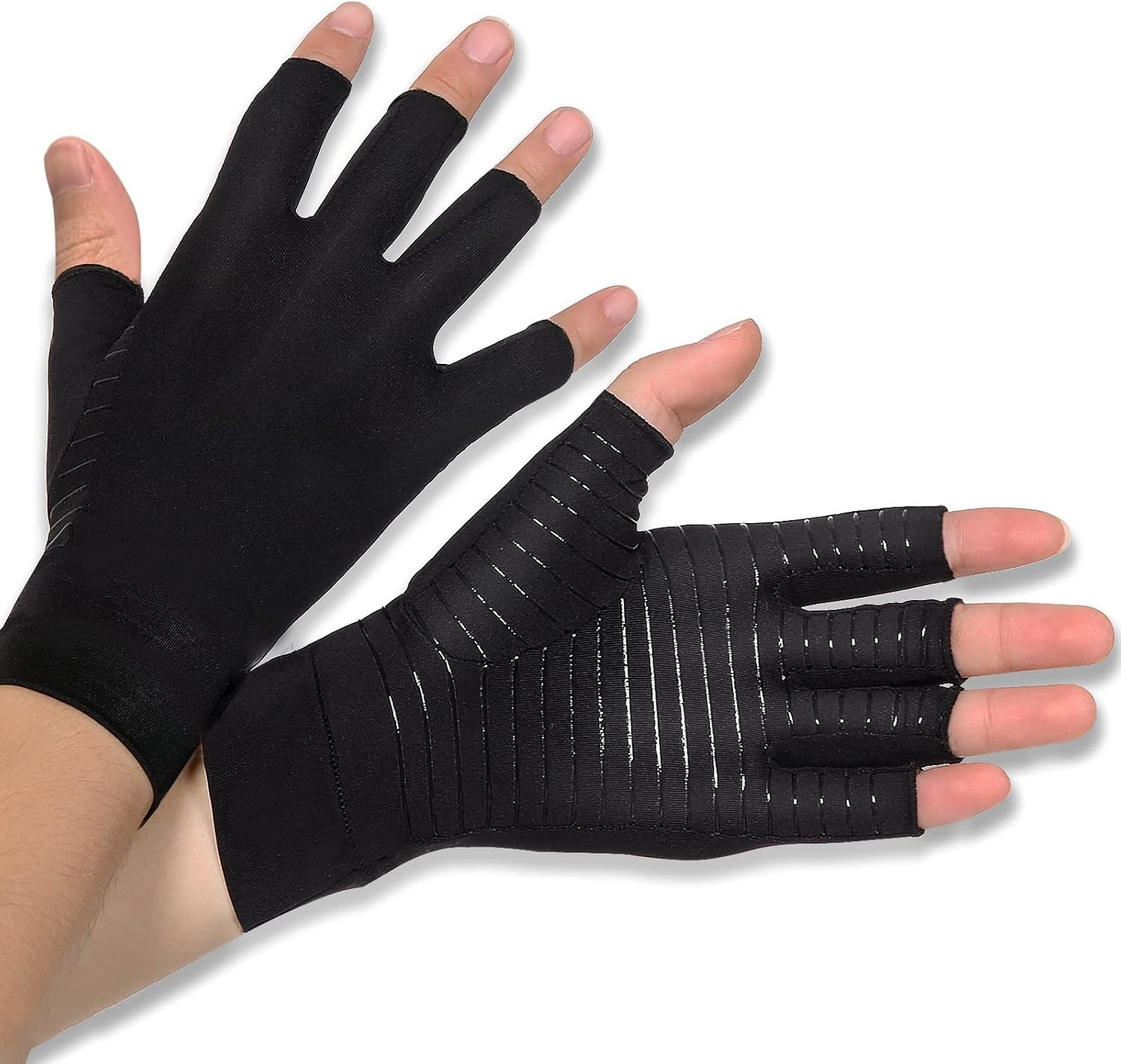 Guantes sin dedos con cobre para dolor soporte de manos munecas y tunel carpiano
