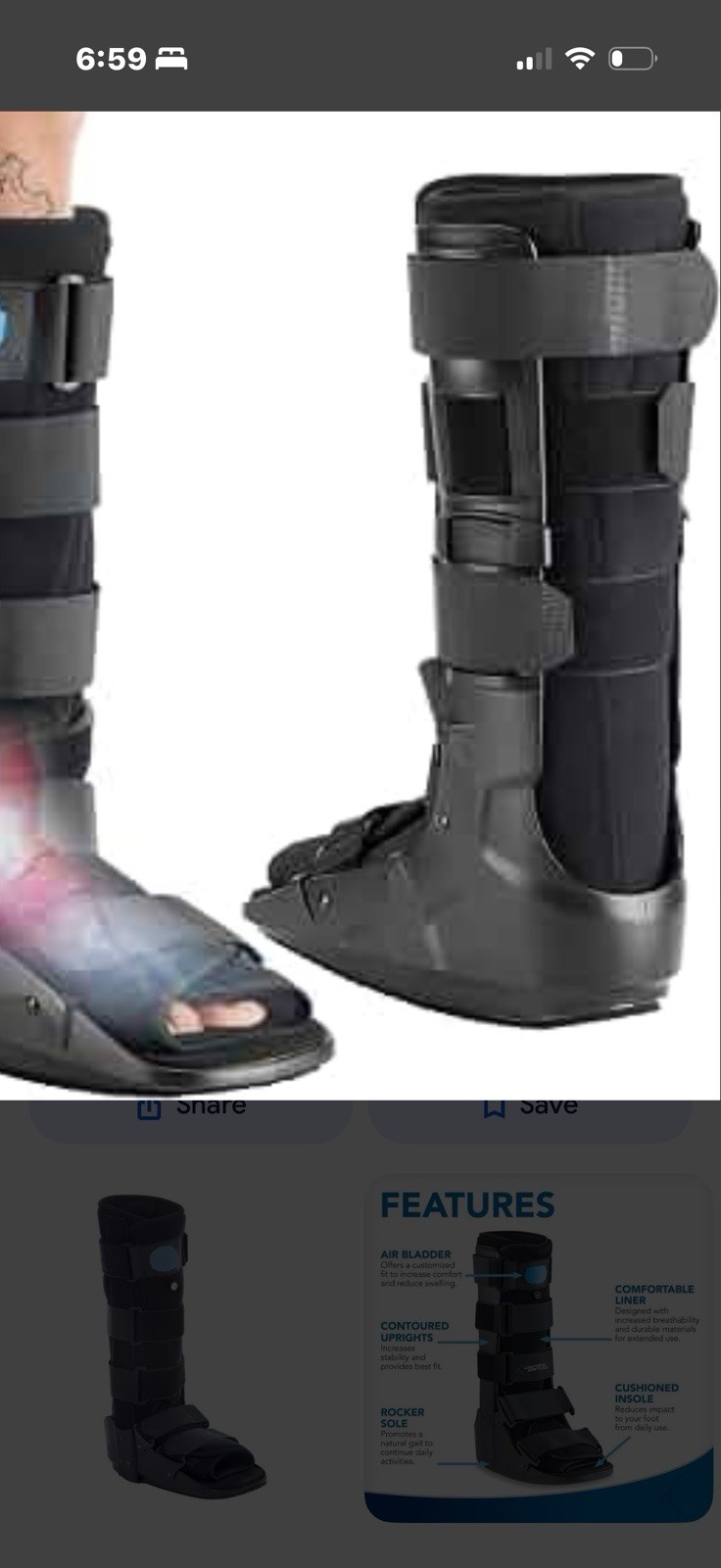 United Ortho Adjustable Orthopedic Boot Medium Size Black Brand New