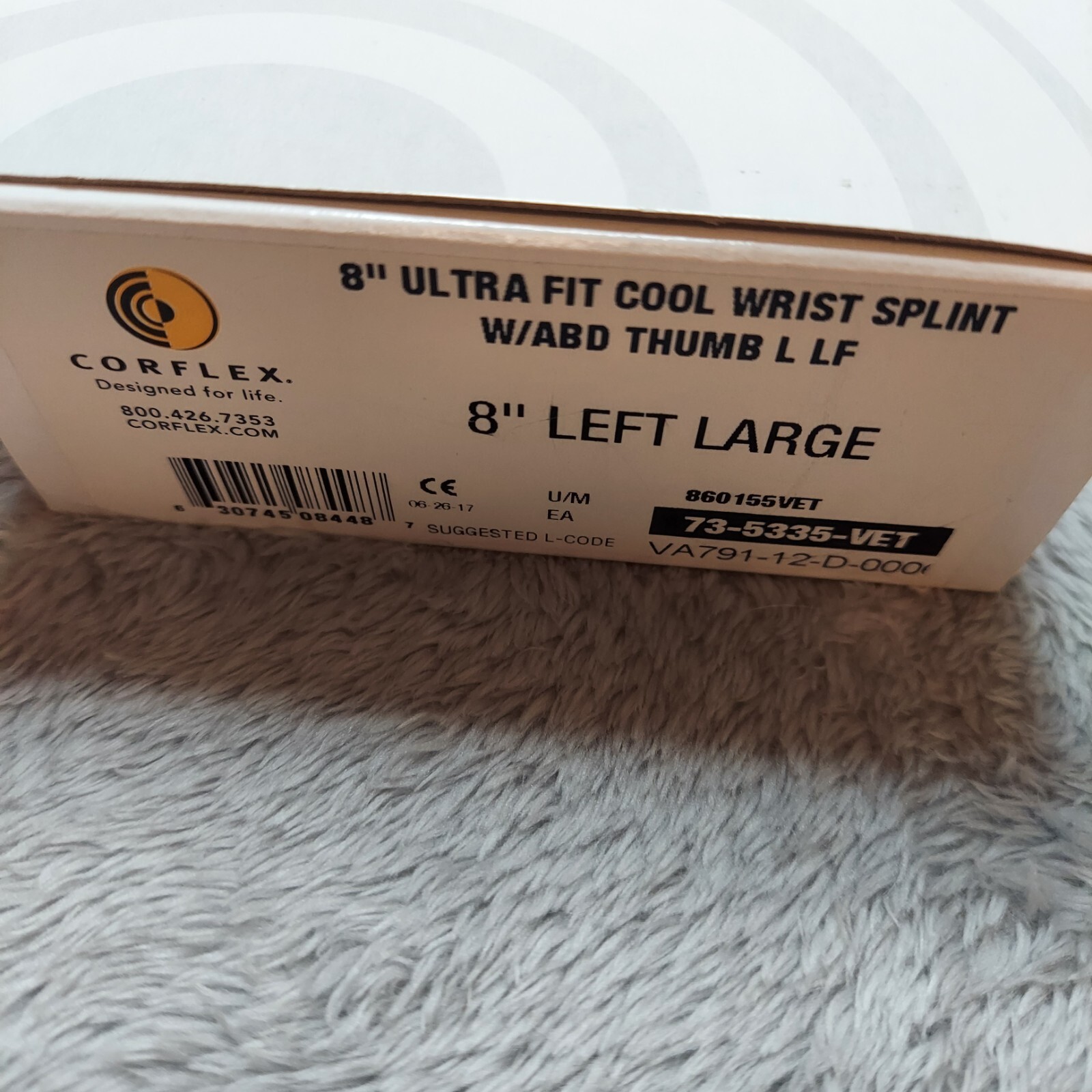 Corflex 8in Ultra Fit Cool Wrist Splint W/ABD Thumb Large Left