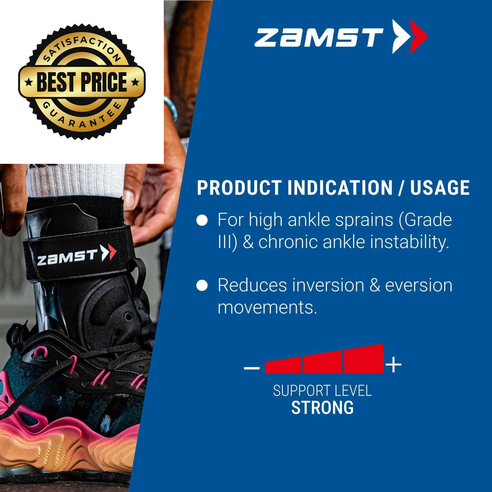 Zamst A2-DX Black Ankle Brace for Sport – Breathable Sports Medium,