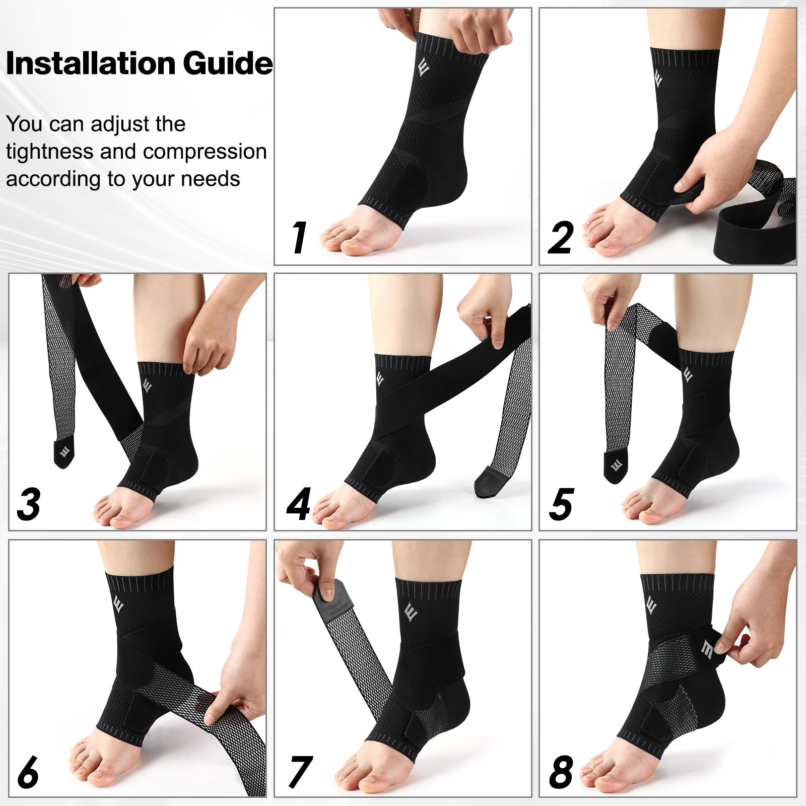 Compression Ankle Sleeve with Removable Figure-8 Strap