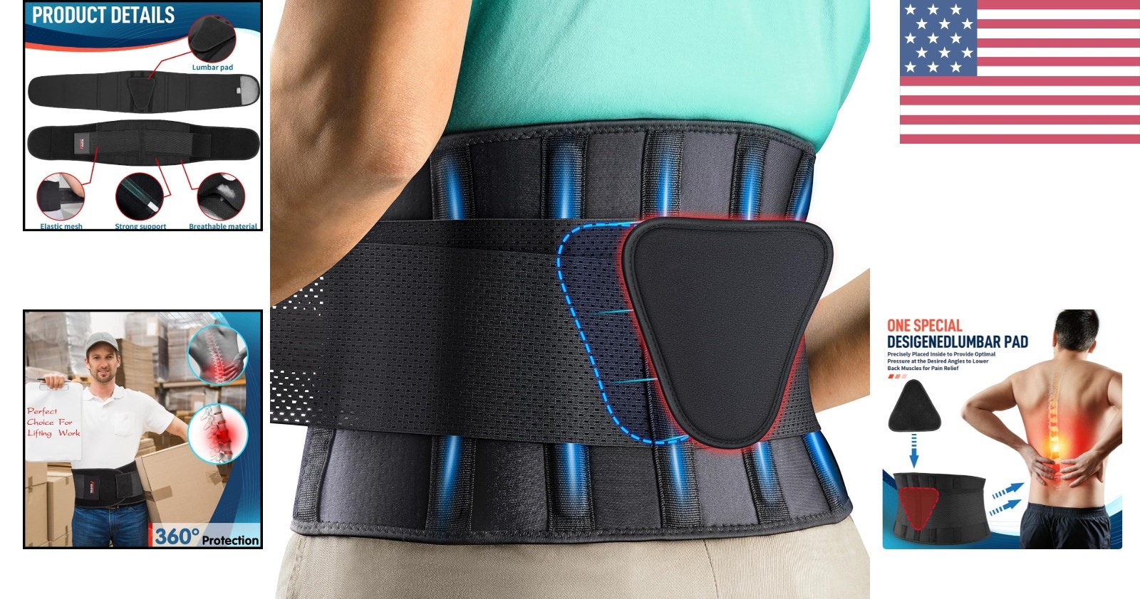 Adjustable Lumbar Support Back Brace for Herniated Discs & Sciatica (S/M)